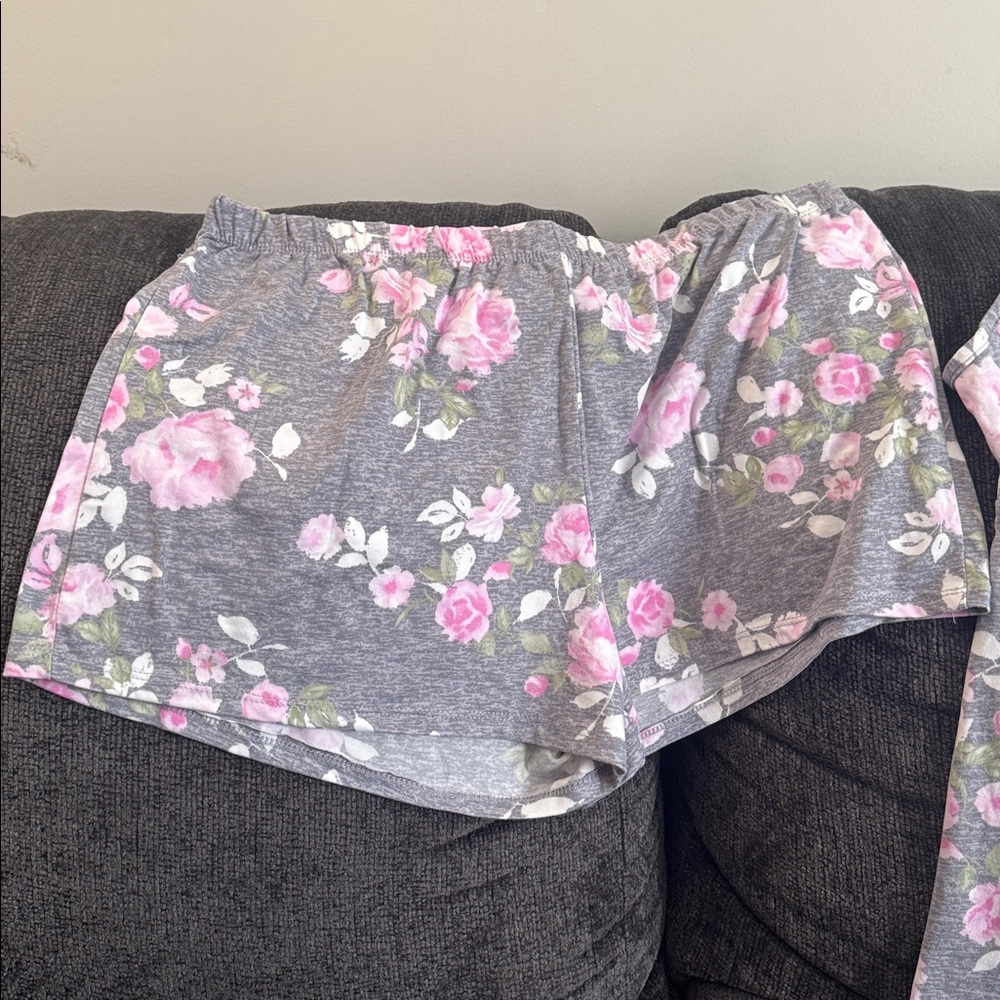 Floral Pink & Gray Women's Sleepwear Cami and Shorts Set - Picture 3 of 3